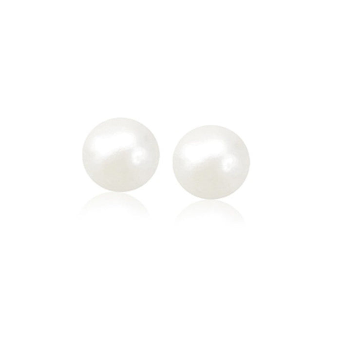 14k Yellow Gold Freshwater Cultured White Pearl Stud Earrings (8mm) by Avera Group