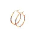 14k Tri-Color Textured Hoop Earrings (2x22mm) by Avera Group
