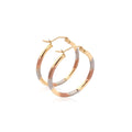 14k Tri-Color Textured Hoop Earrings (2x22mm) by Avera Group