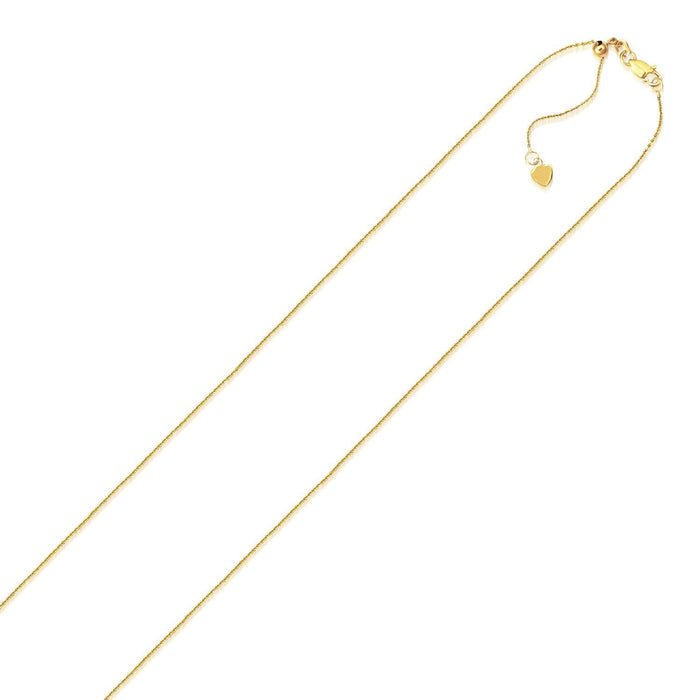 10k Yellow Gold Adjustable Cable Chain 0.9mm by Avera Group