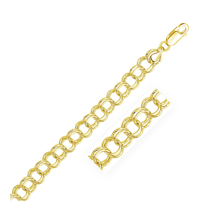 9.0 mm 14k Yellow Gold Solid Double Link Charm Bracelet by Avera Group