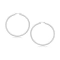 14k White Gold Polished Hoop Earrings (30 mm) by Avera Group