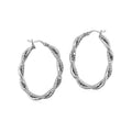 Sterling Silver Oval Hoop Braided Diamond Cut Earrings(4x22mm) by Avera Group