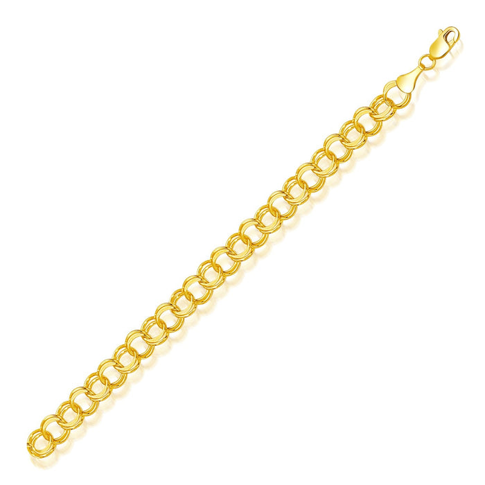 8.0 mm 14k Yellow Gold Solid Double Link Charm Bracelet by Avera Group