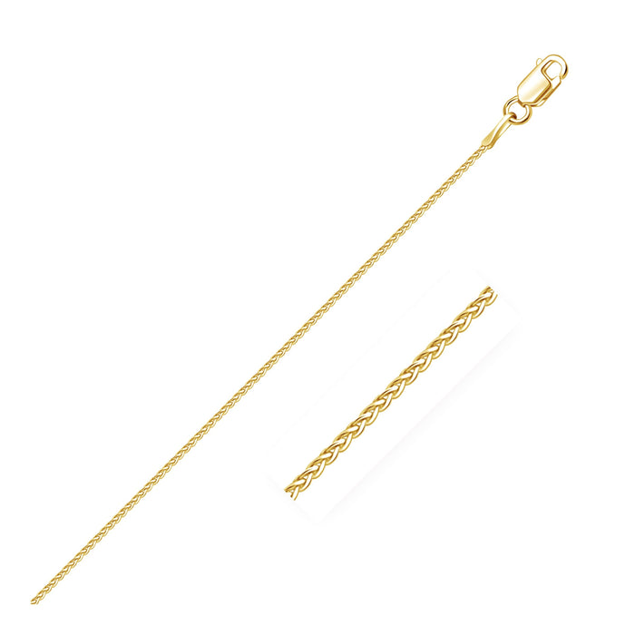14k Yellow Gold Diamond Cut Round Wheat Chain 1.0mm by Avera Group