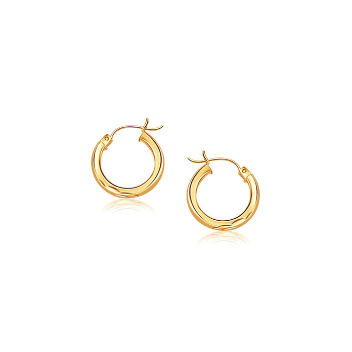14k Yellow Gold Hoop Earring with Diamond-Cut Finish (20mm Diameter) by Avera Group