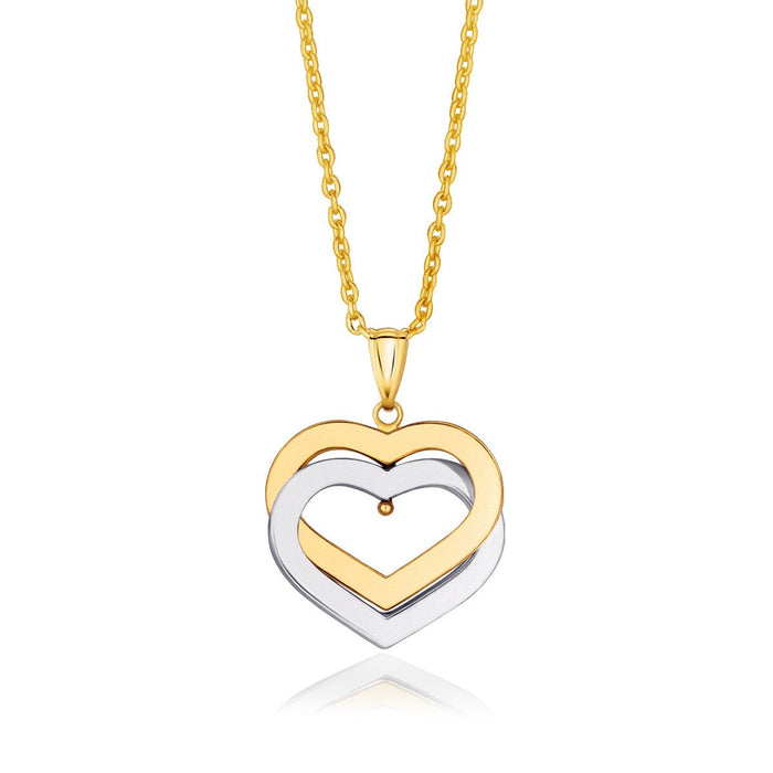 14k Two-Tone Gold Intertwined Hearts Pendant by Avera Group