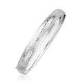 Classic Floral Carved Bangle in 14k White Gold (8.0mm) by Avera Group
