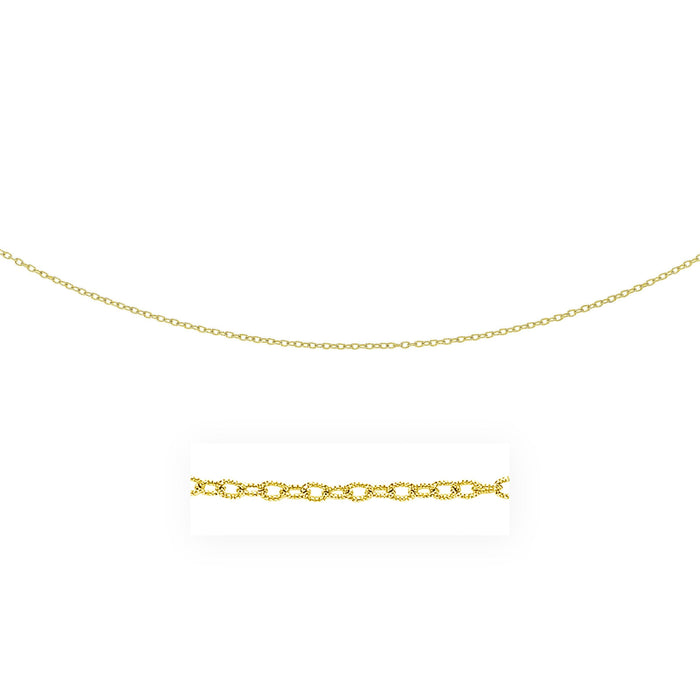 14k Yellow Gold Pendant Chain with Textured Links (2.50 mm) by Avera Group