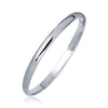 14k White Gold Dome Children's Bangle with a Polished Finish