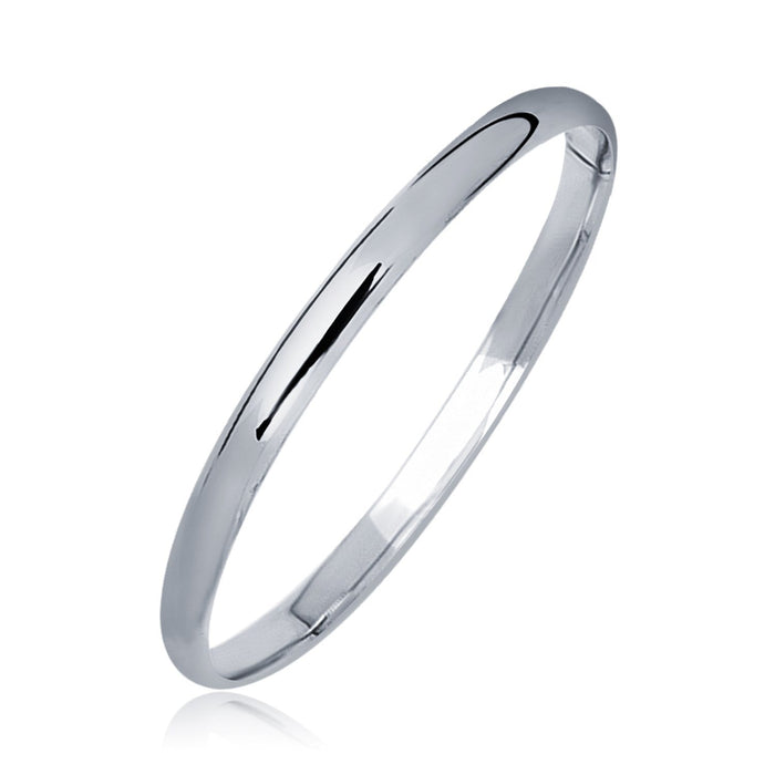14k White Gold Dome Children's Bangle with a Polished Finish by Avera Group