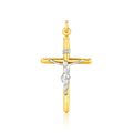 14k Two Tone Gold Cross Pendant by Avera Group