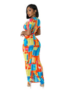 Multi Color V-Neck Maxi Dress by The House of Stylez