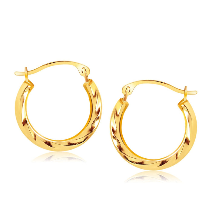 14k Yellow Gold Hoop Earrings in Textured Polished Style (5/8 inch Diameter) by Avera Group