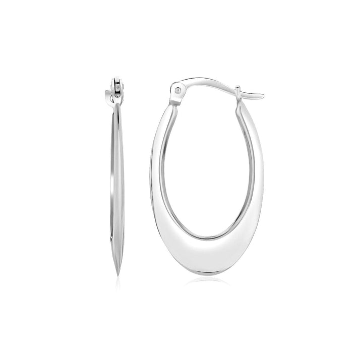 14k White Gold Polished Graduated Oval Hoop Earrings by Avera Group