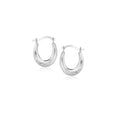 10k White Gold Oval Hoop Earrings by Avera Group