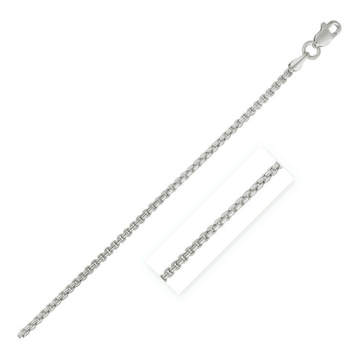 14k White Gold Round Box Chain 1.35 mm by Avera Group