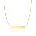 14k Yellow Gold Smooth Flat Horizontal Bar Style Necklace by Avera Group