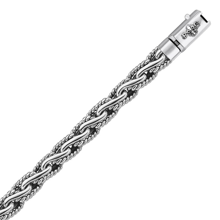 Oxidized Sterling Silver Mens Chain Bracelet in a Cable Motif (8.50 mm) by Avera Group
