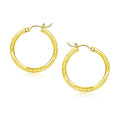 14k Yellow Gold Diamond Cut Hoop Earrings (20mm) by Avera Group