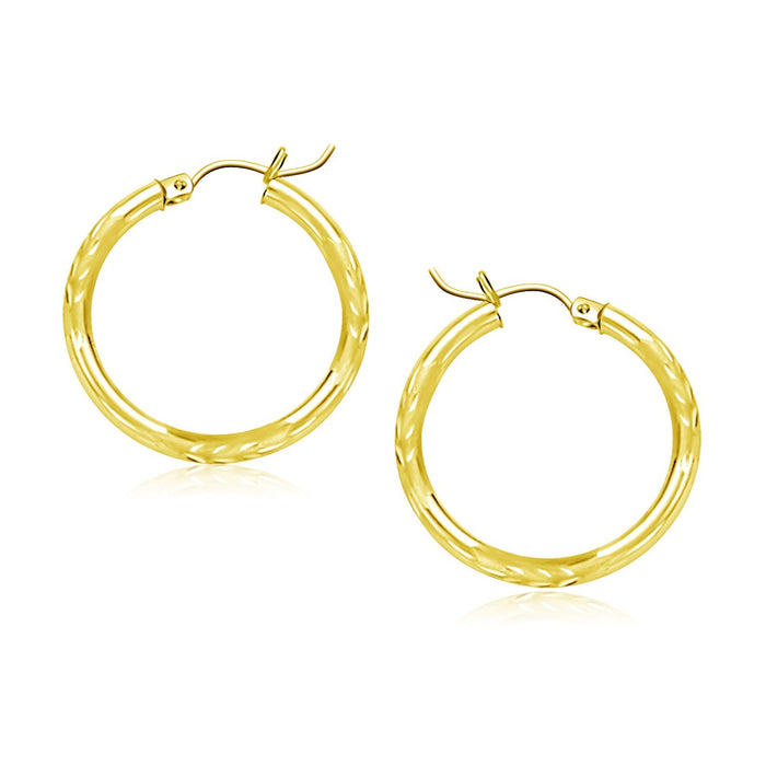 14k Yellow Gold Diamond Cut Hoop Earrings (20mm) by Avera Group