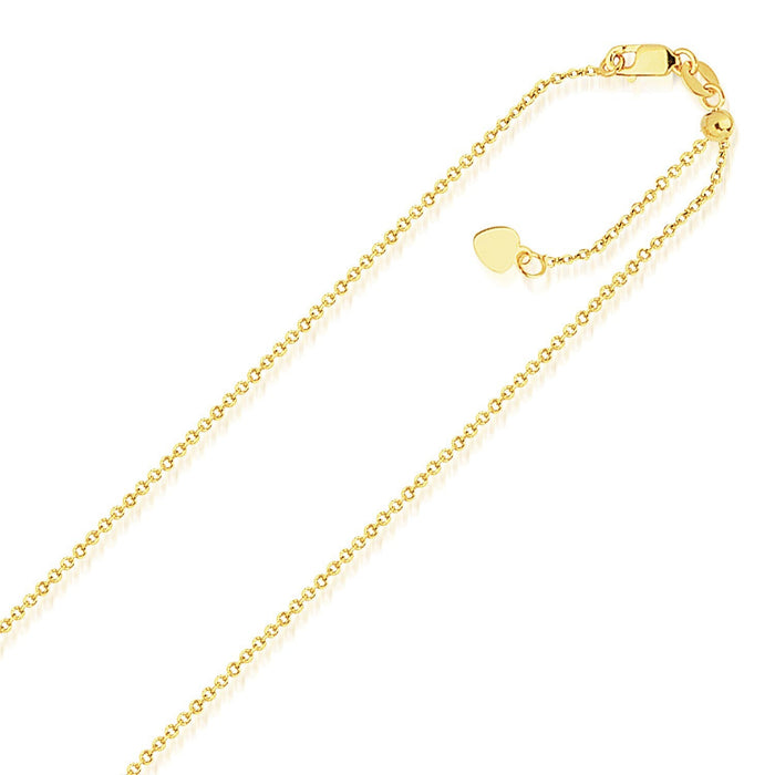 14k Yellow Gold Singapore Style Adjustable Chain (1.1 mm) by Avera Group