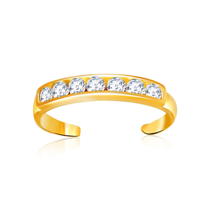 14k Yellow Gold Pave Set Cubic Zirconia Toe Ring by Avera Group