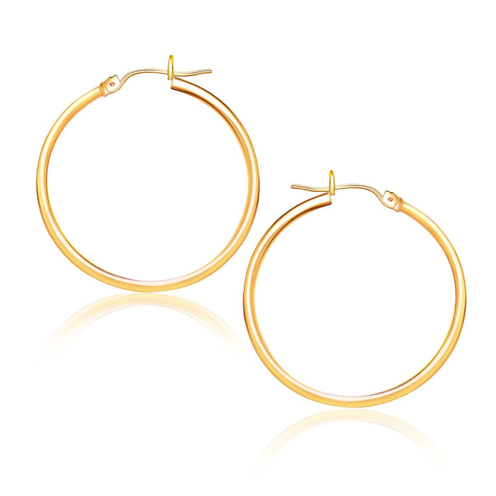 14k Yellow Gold Polished Hoop Earrings (1.5x25mm) by Avera Group