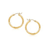 14k Yellow Gold Fancy Diamond Cut Slender Small Hoop Earrings (2x15mm)