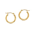 14k Yellow Gold Fancy Diamond Cut Slender Small Hoop Earrings (2x15mm) by Avera Group