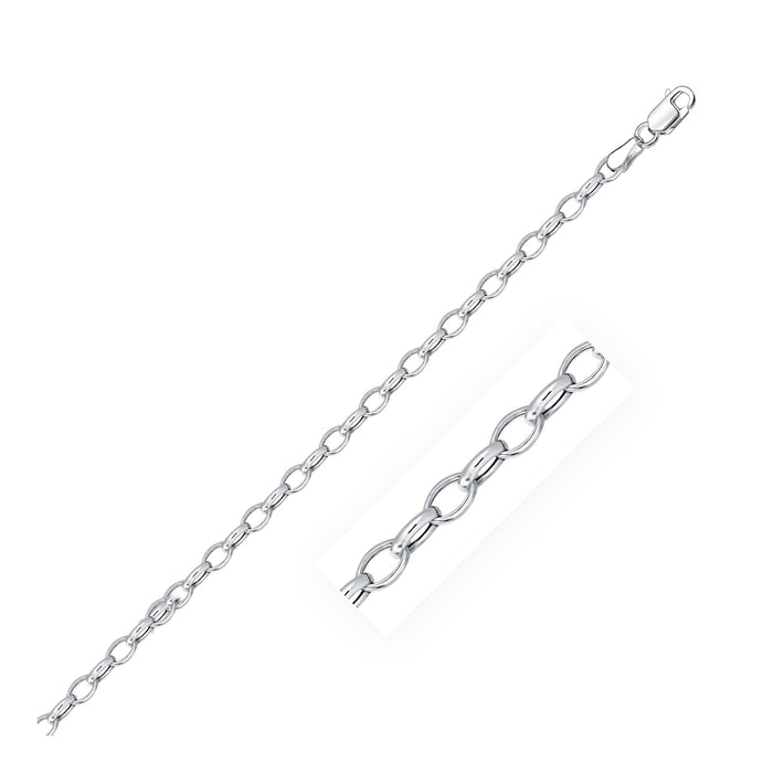 3.2mm 14k White Gold Oval Rolo Bracelet by Avera Group