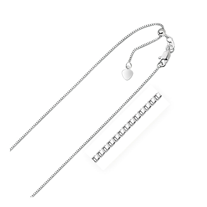 10k White Gold Adjustable Box Chain 0.85mm by Avera Group