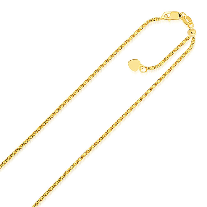 14k Yellow Gold Adjustable Popcorn Chain 1.3mm by Avera Group
