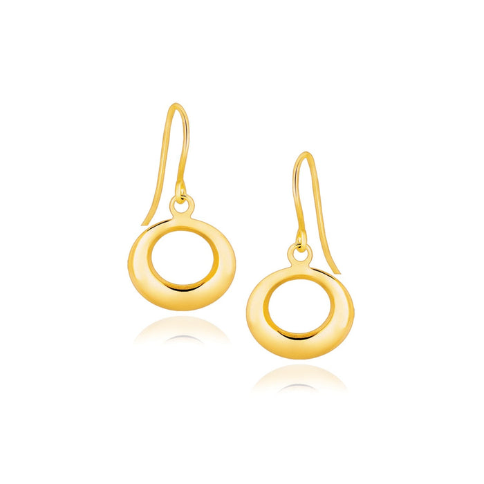 14k Yellow Gold Open Circle Dangle Earrings by Avera Group