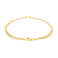 14k Yellow Gold Double Rolo Chain Anklet with an Open Heart Station by Avera Group