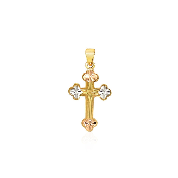 14k Tri Color Gold Cross Pendant by Avera Group