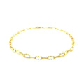 14k Yellow Gold Anklet with Flat Hammered Oval Links by Avera Group