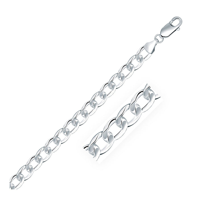 Rhodium Plated 7.9mm Sterling Silver Curb Style Chain by Avera Group