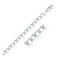 Rhodium Plated 7.9mm Sterling Silver Curb Style Chain by Avera Group