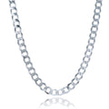 Rhodium Plated Sterling Silver Curb Style Chain (7.90 mm) by Avera Group