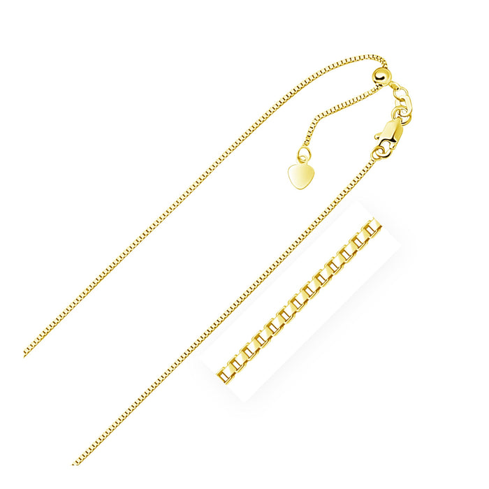 14k Yellow Gold Adjustable Box Chain 0.85mm by Avera Group