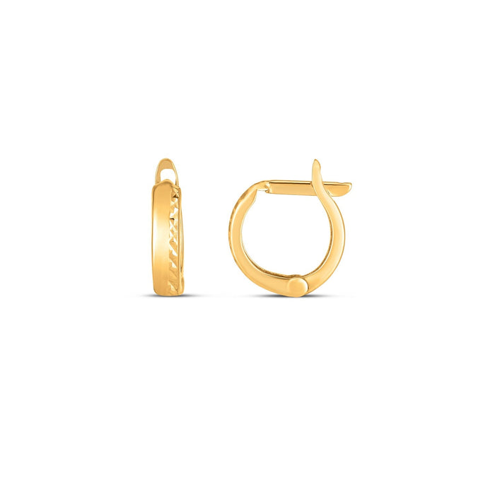 14k Yellow Gold Textured Huggie Hoops(3x10mm) by Avera Group