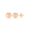14K Rose Gold Ball Earrings with Linear Texture(5mm)