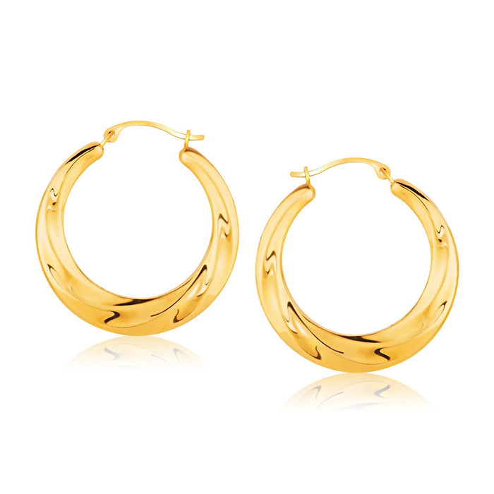 14k Yellow Gold Graduated Textured Hoop Earrings (1 inch Diameter) by Avera Group