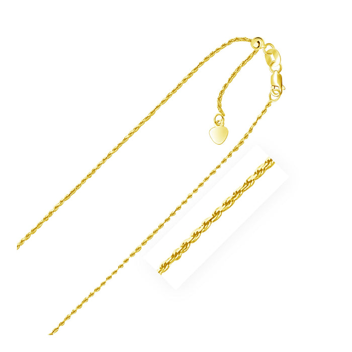 14k Yellow Gold Adjustable Rope Chain (0.95 mm) by Avera Group