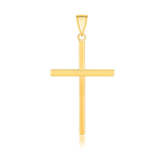 14k Yellow Gold Polished Flat Cross Pendant by Avera Group