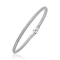 Fancy Weave Bangle in 14k White Gold (3.0mm) by Avera Group