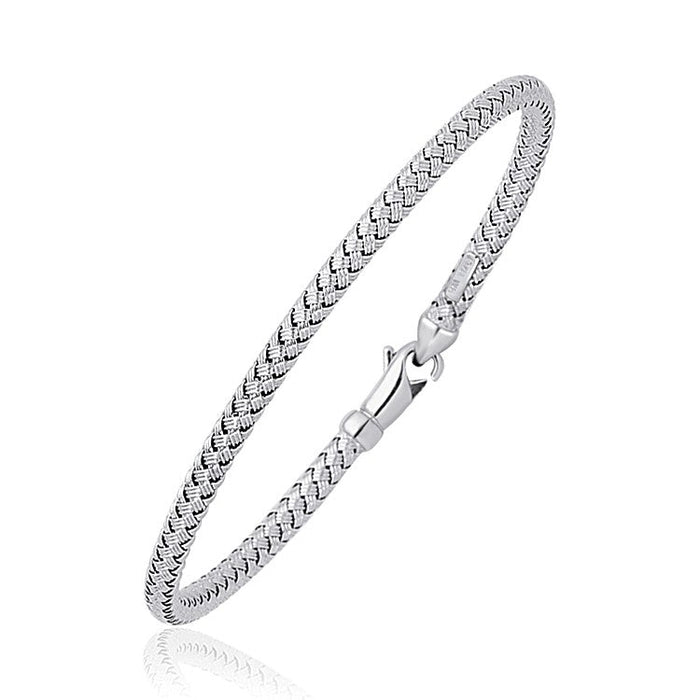 Fancy Weave Bangle in 14k White Gold (3.0mm) by Avera Group