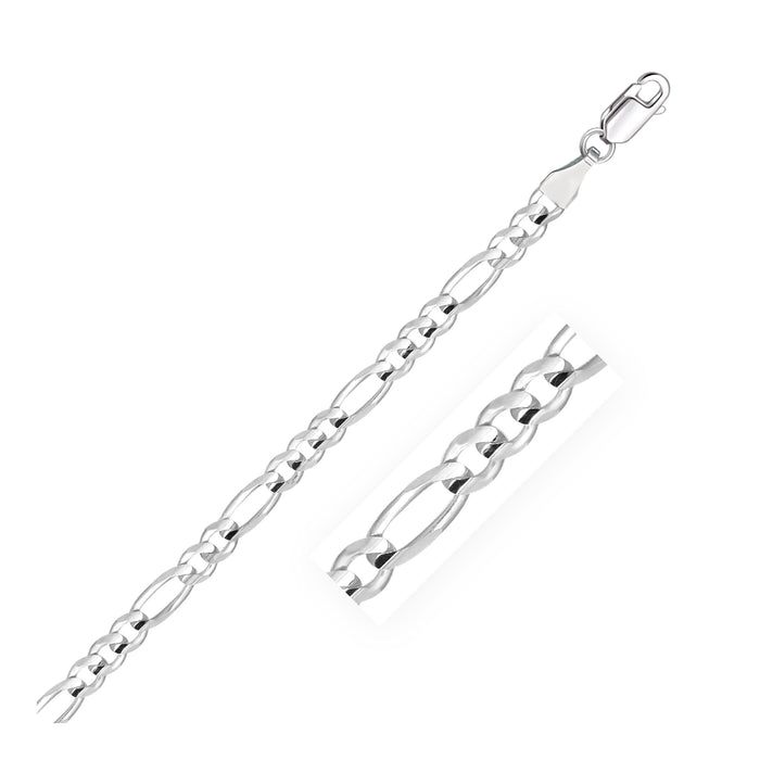 14k White Gold Solid Figaro Bracelet (4.50 mm) by Avera Group
