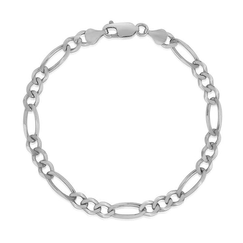 14k White Gold Solid Figaro Bracelet (4.50 mm) by Avera Group